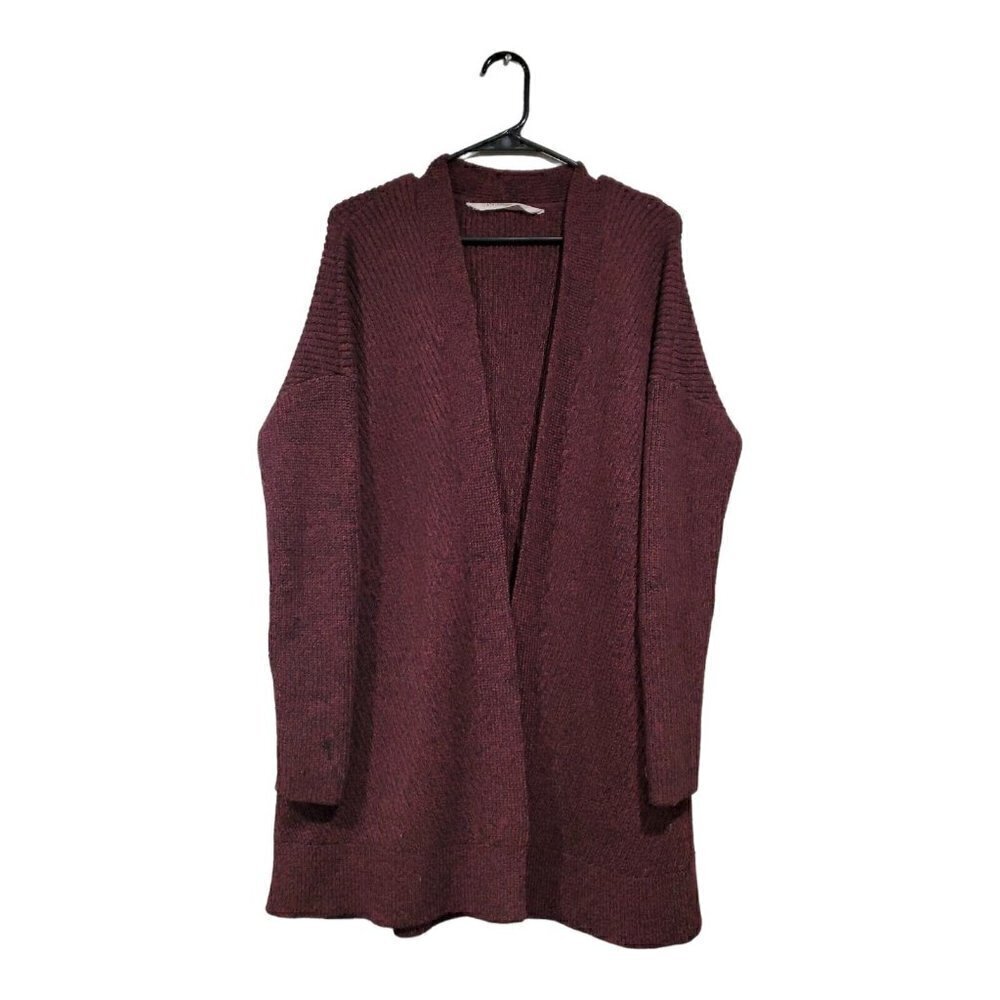 Athleta Women's Plum Wool Blend Open-front Long-Sleeved Cardigan Sweater…